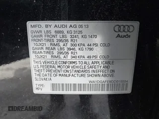 2013 Audi Q7 3.0T S line Prestige with VIN WA1DGAFE9DD015594, listed as a IAAI auction lot 41795868 with 123,525 mi miles. Bid and sale history available at carsss.com. Image 9.