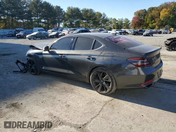 2023 Genesis G70 3.3T with VIN KMTG54TE5PU117687, listed as a Copart auction lot 76373174 with 41,892 mi miles and Salvage Title. Bid and sale history available at carsss.com. Image 2.