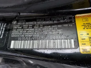 2006 BMW 6 Series 650Ci with VIN WBAEH13486CR49481, listed as a Copart auction lot 50060395 with 159,510 mi miles and Salvage Title. Bid and sale history available at carsss.com. Image 12.