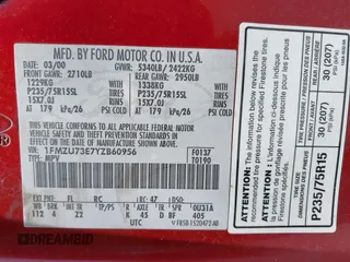 2000 Ford Explorer XLT z VIN 1FMZU73E7YZB60956, wystawiony jako IAAI lot #42218666 z przebiegiem 234 289 mil mil oraz . Historia ofert i sprzedaży dostępna na DreamBid. Obrazek 9.