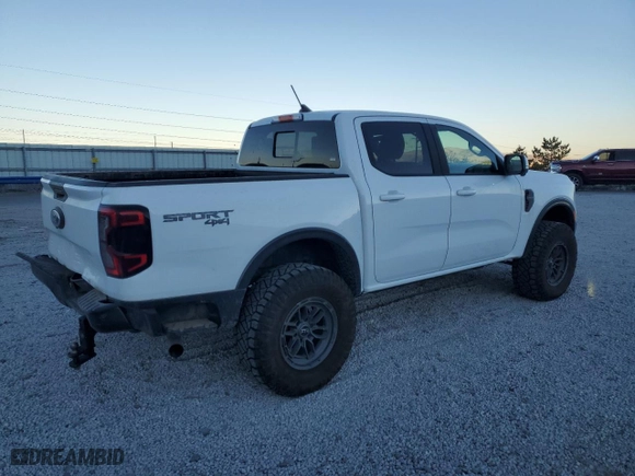 2024 Ford Ranger LARIAT with VIN 1FTER4KH0RLE09682, listed as a Copart auction lot 87898935 with 16,595 mi miles and Salvage Title. Bid and sale history available at carsss.com. Image 3.