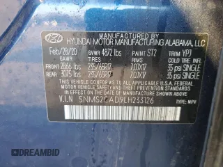 2020 Hyundai Santa Fe SE with VIN 5NMS2CAD9LH233126, listed as a Copart auction lot 70553812 with 13,788 mi miles. Bid and sale history available at carsss.com. Image 12.