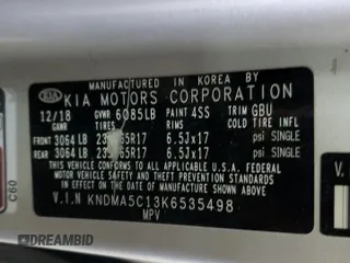 2019 Kia Sedona L with VIN KNDMA5C13K6535498, listed as a Copart auction lot 47900475 with 190,396 mi miles and Clean Title. Bid and sale history available at carsss.com. Image 13.