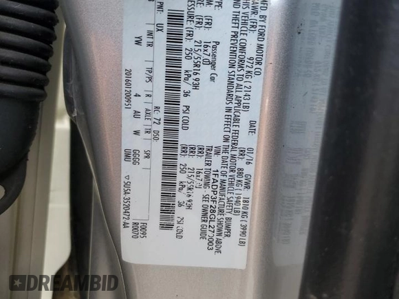 2016 Ford Focus SE with VIN 1FADP3F28GL270003, listed as a Copart auction lot 51852715 with 157,665 mi miles and Salvage Title. Bid and sale history available at DreamBid. Image 13.