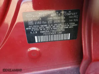 2019 Hyundai Elantra Preferred with VIN KMHD84LF9KU779794, listed as a Copart auction lot 84445924 with 60,766 mi miles and Salvage Title. Bid and sale history available at carsss.com. Image 12.