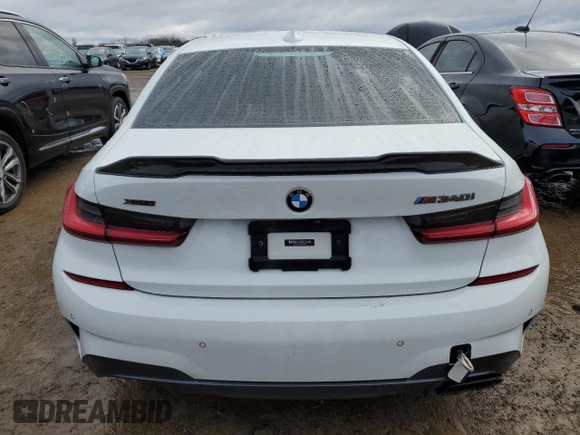 2021 BMW 3 Series M340i xDrive with VIN 3MW5U9J08M8B49696, listed as a Copart auction lot 81893474 with 0 mi miles and Salvage Title. Bid and sale history available at carsss.com. Image 6.