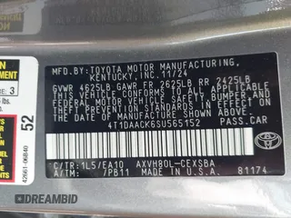 2025 Toyota Camry LE with VIN 4T1DAACK6SU565152, listed as a IAAI auction lot 41825174 with 297 mi miles and . Bid and sale history available at DreamBid. Image 9.