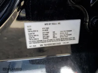 2022 Tesla Model Y Long Range with VIN 7SAYGDEE2NF575433, listed as a Copart auction lot 47576175 with 53,642 mi miles and Salvage Title. Bid and sale history available at carsss.com. Image 13.