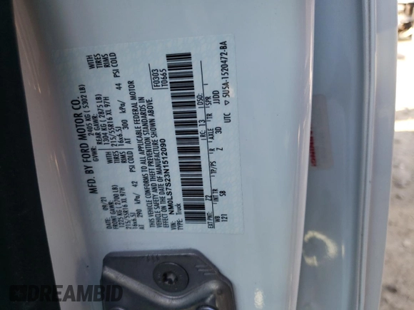 2022 Ford Transit Connect XL with VIN NM0LS7S23N1512090, listed as a Copart auction lot 46346735 with 12,739 mi miles and Salvage title. Bid and sale history available at DreamBid. Image 14.