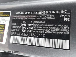 2018 Mercedes-Benz C 300 with VIN 55SWF4JBXJU265610, listed as a IAAI auction lot 41626070 with 46,071 mi miles and . Bid and sale history available at DreamBid. Image 9.