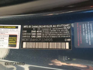 2007 Mercedes-Benz CLK 350 with VIN WDBTJ56HX7F224905, listed as a Copart auction lot 72928684 with 195,370 mi miles and Salvage Title. Bid and sale history available at DreamBid. Image 12.