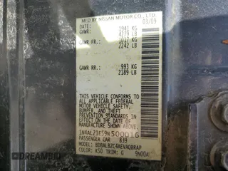 2009 Nissan Altima SL with VIN 1N4AL21E59N500016, listed as a Copart auction lot 50195785 with Not Provided miles and Clean Title. Bid and sale history available at DreamBid. Image 13.