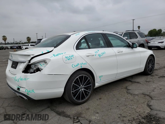 2019 Mercedes-Benz C 300 with VIN WDDWF8DBXKR458622, listed as a Copart auction lot 49896715 with 77,711 mi miles and Salvage Title. Bid and sale history available at DreamBid. Image 3.