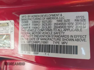 2023 Acura RDX Advance с VIN 5J8TC2H86PL018961, выставлен на аукционе IAAI как лот 41164608 с пробегом 8 916 миль миль и . История ставок и продаж доступна на DreamBid. Изображение 9.