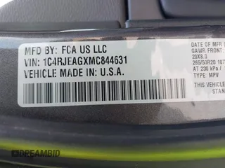 2021 Jeep Grand Cherokee Laredo E z VIN 1C4RJEAGXMC844631, wystawiony jako IAAI lot #42516098 z przebiegiem 65 564 mil mil oraz . Historia ofert i sprzedaży dostępna na DreamBid. Obrazek 9.