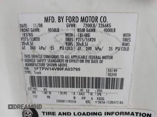 2009 Ford F-150 XL с VIN 1FTPW14V89FA03795, выставлен на аукционе IAAI как лот 41443786 с пробегом 164 766 миль миль и . История ставок и продаж доступна на DreamBid. Изображение 9.