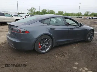 2022 Tesla Model S Plaid with VIN 5YJSA1E63NF460223, listed as a Copart auction lot 56127155 with 50,419 mi miles and Clean title. Bid and sale history available at DreamBid. Image 3.