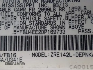 2013 Toyota Corolla L с VIN 5YFBU4EE2DP169733, выставлен на аукционе IAAI как лот 42300007 с пробегом 86 022 миль миль и . История ставок и продаж доступна на DreamBid. Изображение 9.