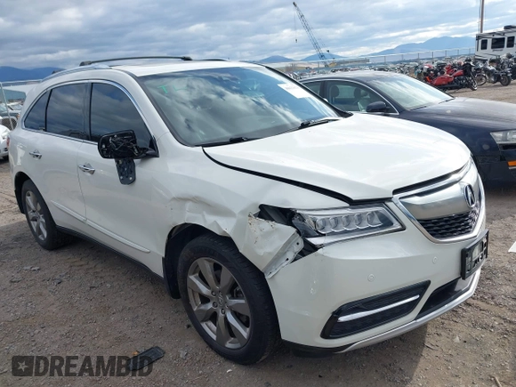 2016 Acura MDX w/Advance with VIN 5FRYD4H91GB034993, listed as a IAAI auction lot 40623678 with 88,027 mi miles. Bid and sale history available at carsss.com. Image 1.