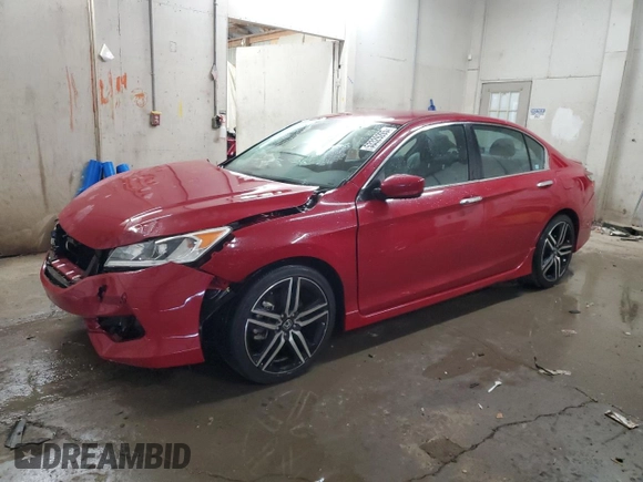 2017 Honda Accord Sedan Sport with VIN 1HGCR2F56HA191402, listed as a Copart auction lot 53329205 with 39,363 mi miles and Salvage Title. Bid and sale history available at carsss.com. Image 1.