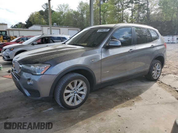 2017 BMW X3 sDrive28i with VIN 5UXWZ7C5XH0V85440, listed as a Copart auction lot 51965705 with 190,742 mi miles and Clean Title. Bid and sale history available at carsss.com. Image 1.