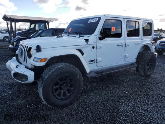 2020 Jeep Wrangler Unlimited Sahara Altitude z VIN 1C4HJXEG2LW319304, wystawiony jako Copart lot #88274015 z przebiegiem 50 599 mil mil oraz Szkoda całkowita • Salvage title. Historia ofert i sprzedaży dostępna na DreamBid. Obrazek 1.