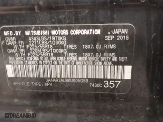2019 Mitsubishi Outlander Sport ES 2.0 with VIN JA4AR3AU8KU005059, listed as a IAAI auction lot 41327991 with 41,312 mi miles. Bid and sale history available at carsss.com. Image 9.