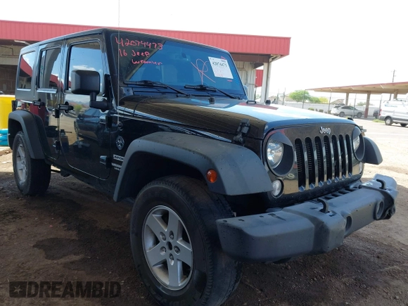 2016 Jeep Wrangler Unlimited Sport with VIN 1C4BJWDG9GL161844, listed as a IAAI auction lot 42074473 with 109,508 mi miles and . Bid and sale history available at DreamBid. Image 1.