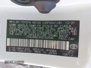 2022 Toyota Corolla SE with VIN JTND4MBEXN3162046, listed as a IAAI auction lot 42058485 with 70,799 mi miles and . Bid and sale history available at DreamBid. Image 9.
