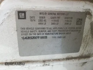 2015 Buick LaCrosse Leather with VIN 1G4GB5GRXFF196606, listed as a Copart auction lot 80992424 with 251,538 mi miles and Salvage Title. Bid and sale history available at DreamBid. Image 12.