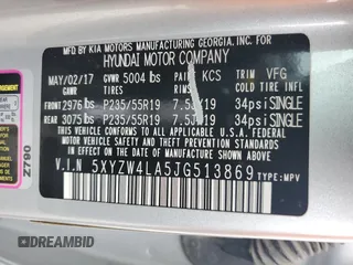 2018 Hyundai Santa Fe Ultimate с VIN 5XYZW4LA5JG513869, выставлен на аукционе Copart как лот 54176545 с пробегом 150 286 миль миль и Списание • Salvage title. История ставок и продаж доступна на DreamBid. Изображение 14.
