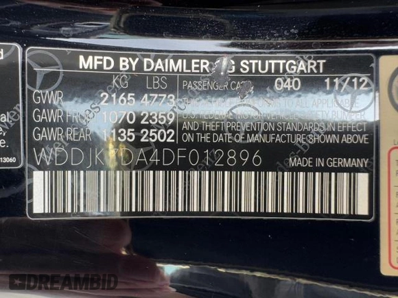 2013 Mercedes-Benz SL 550 with VIN WDDJK7DA4DF012896, listed as a Copart auction lot 64525115 with 114,456 mi miles and Non repairable. Bid and sale history available at DreamBid. Image 14.