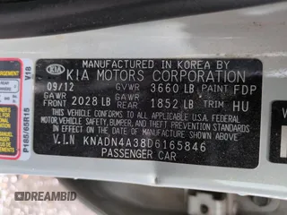 2013 Kia Rio EX with VIN KNADN4A38D6165846, listed as a Copart auction lot 61472955 with 180,536 mi miles and Salvage title. Bid and sale history available at DreamBid. Image 13.