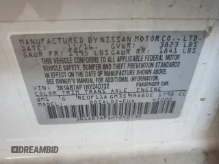 2017 Nissan Sentra S with VIN 3N1AB7AP1HY240732, listed as a Copart auction lot 61223645 with 84,857 mi miles and Salvage title. Bid and sale history available at DreamBid. Image 12.
