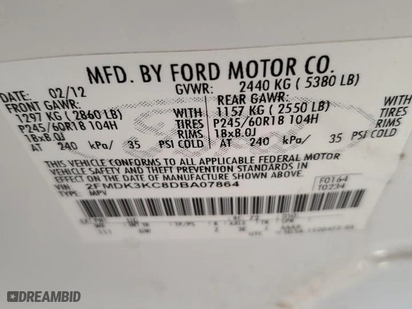 2013 Ford Edge Limited with VIN 2FMDK3KC8DBA07864, listed as a Copart auction lot 47281755 with 150,386 mi miles and Salvage Title. Bid and sale history available at carsss.com. Image 15.
