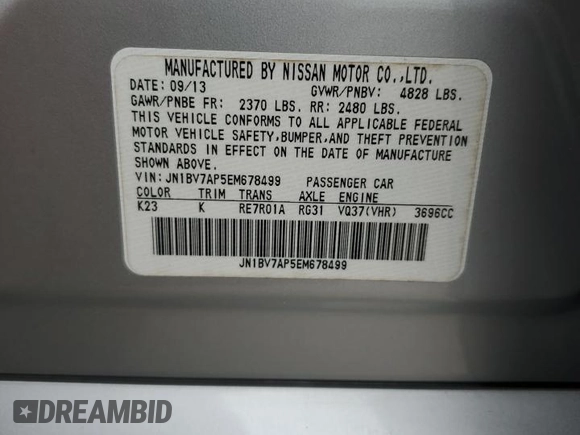2014 Infiniti Q50 with VIN JN1BV7AP5EM678499, listed as a Copart auction lot 47460365 with 84,286 mi miles and Salvage Title. Bid and sale history available at carsss.com. Image 14.