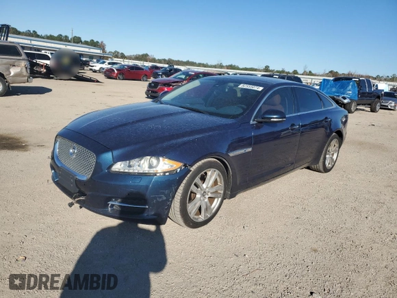2013 Jaguar XJ with VIN SAJWA2G16DLV50973, listed as a Copart auction lot 82555074 with 148,956 mi miles and Salvage Title. Bid and sale history available at carsss.com. Image 1.