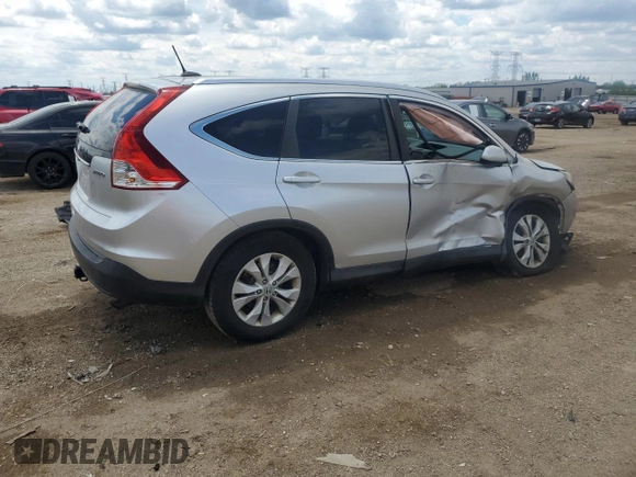 2012 Honda CR-V EX-L with VIN 2HKRM4H75CH602372, listed as a Copart auction lot 58810095 with 93,311 mi miles and Salvage title. Bid and sale history available at DreamBid. Image 3.