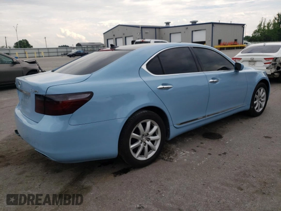 2007 Lexus LS 460 with VIN JTHBL46F675035124, listed as a Copart auction lot 54334835 with 155,919 mi miles and Salvage title. Bid and sale history available at DreamBid. Image 3.