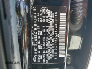 2012 Kia Sorento SX with VIN 5XYKWDA28CG300110, listed as a Copart auction lot 57994995 with 120,228 mi miles and Salvage title. Bid and sale history available at DreamBid. Image 13.