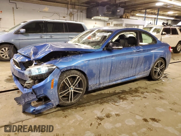 2021 BMW 2 Series M240i xDrive with VIN WBA2J7C07M7J59957, listed as a Copart auction lot 45558215 with 22,522 mi miles and Salvage Title. Bid and sale history available at carsss.com. Image 1.