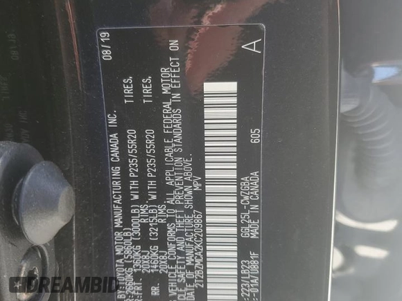 2019 Lexus RX 350 с VIN 2T2BZMCA2KC209867, выставлен на аукционе Copart как лот 57620525 с пробегом 45 513 миль миль и Списание • Salvage title. История ставок и продаж доступна на DreamBid. Изображение 14.
