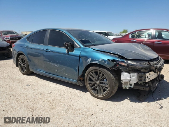 2025 Toyota Camry LE with VIN 4T1DAACKXSU060098, listed as a Copart auction lot 49723885 with 6,934 mi miles and Salvage Title. Bid and sale history available at carsss.com. Image 4.