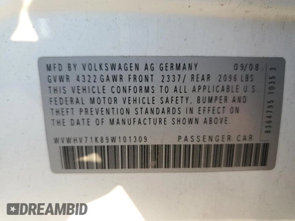 2009 Volkswagen GTI z VIN WVWHV71K89W101309, wystawiony jako Copart lot #70181114 z przebiegiem 121 728 mil mil oraz Szkoda całkowita • Salvage title. Historia ofert i sprzedaży dostępna na DreamBid. Obrazek 14.