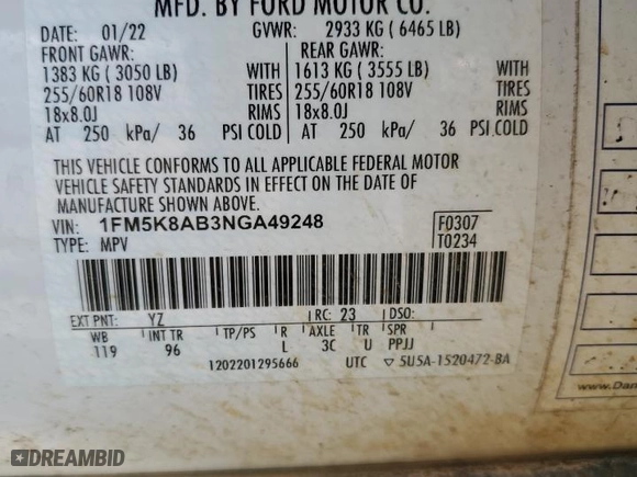 2022 Ford Police Interceptor Utility with VIN 1FM5K8AB3NGA49248, listed as a Copart auction lot 52417175 with 0 mi miles and Salvage Title. Bid and sale history available at carsss.com. Image 13.