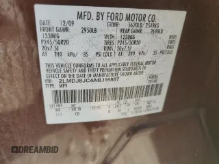 2010 Lincoln MKX with VIN 2LMDJ8JC4ABJ16887, listed as a Copart auction lot 46526765 with 166,533 mi miles and Salvage Title. Bid and sale history available at DreamBid. Image 14.