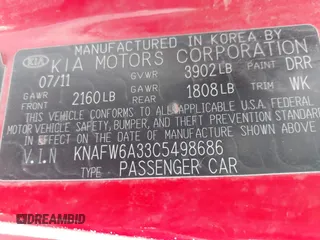 2012 Kia Forte SX с VIN KNAFW6A33C5498686, выставлен на аукционе IAAI как лот 41747759 с пробегом 193 318 миль миль и . История ставок и продаж доступна на DreamBid. Изображение 9.