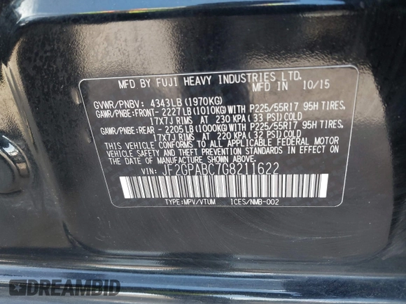 2016 Subaru Crosstrek Premium z VIN JF2GPABC7G8211622, wystawiony jako IAAI lot #42381041 z przebiegiem 133 432 mil mil oraz . Historia ofert i sprzedaży dostępna na DreamBid. Obrazek 9.