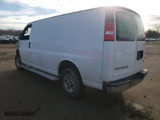 2019 GMC Savana Cargo Van with VIN 1GTW7AFG4K1335887, listed as a Copart auction lot 80944784 with 0 mi miles and Salvage Title. Bid and sale history available at carsss.com. Image 2.