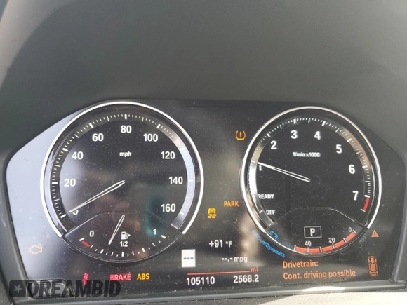 2019 BMW X1 xDrive28i with VIN WBXHT3C59K5L36435, listed as a Copart auction lot 60189985 with 105,110 mi miles and Salvage title. Bid and sale history available at DreamBid. Image 9.